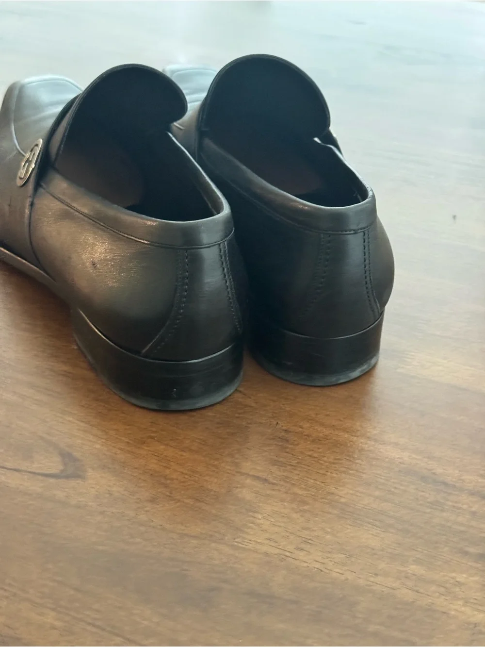 Gucci Black Leather Interlocking G Loafers  14D Excellent Made in Italy